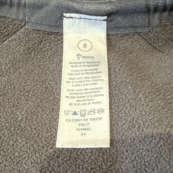 Ivivva by Lululemon Discontinued Line Kids Black Utility Jacket size 8 - Picture 3 of 7